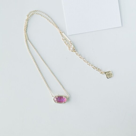 Kendra Scott Elisa Gold Fuchsia Kyocera Opal Necklace - Picture 3 of 3